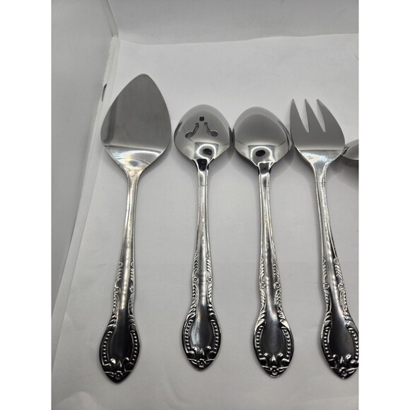 Columbia Beaded Handle Stainless Steel Flatware Complete Serving Set 7 pcs. - Picture 9 of 15